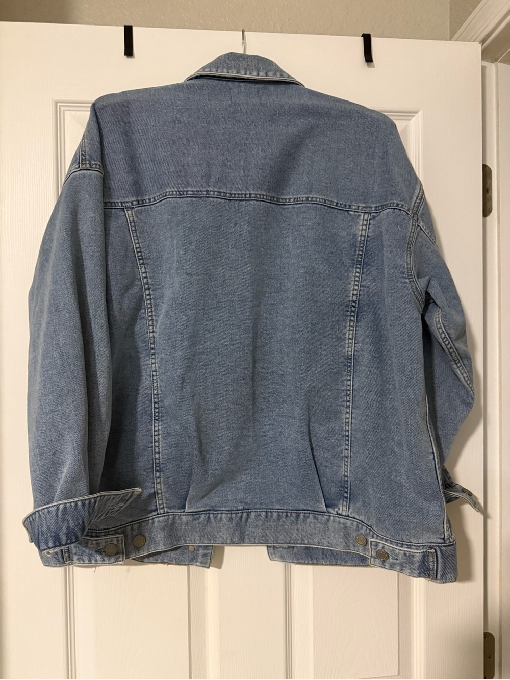 Women’s Faherty Light Blue Soft Terry Denim Trucker Oversized Jacket - Picture 4 of 5